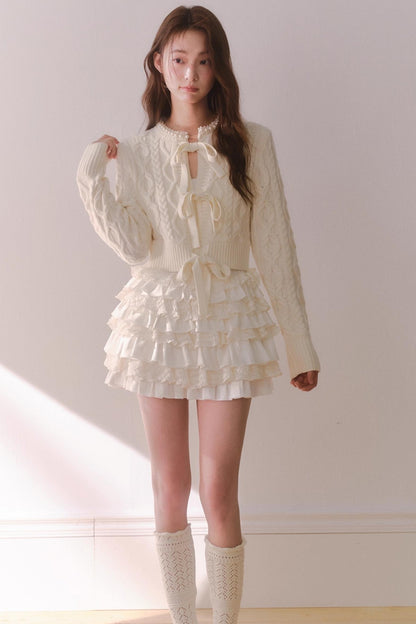 Retro Crochet Pearl Cardigan