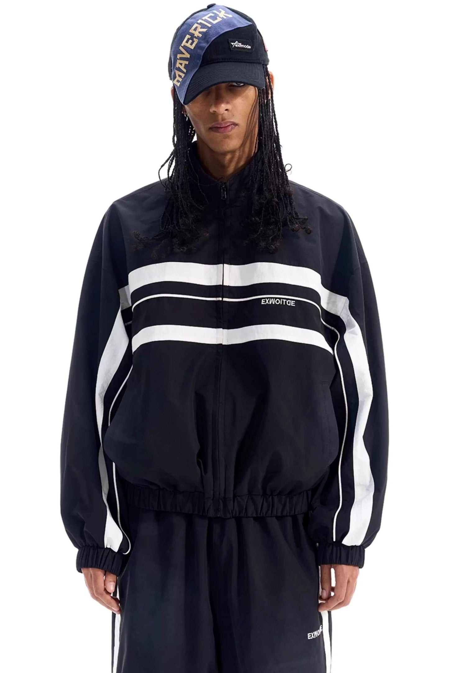 Color-Blocked Distressed Sports Jacket