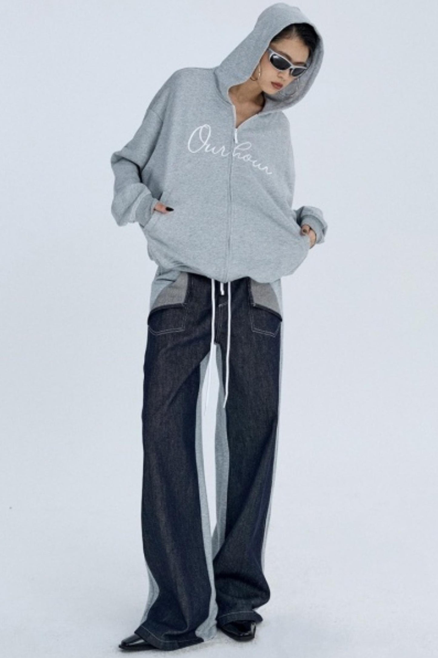 Color-Blocked Denim Sweatpants