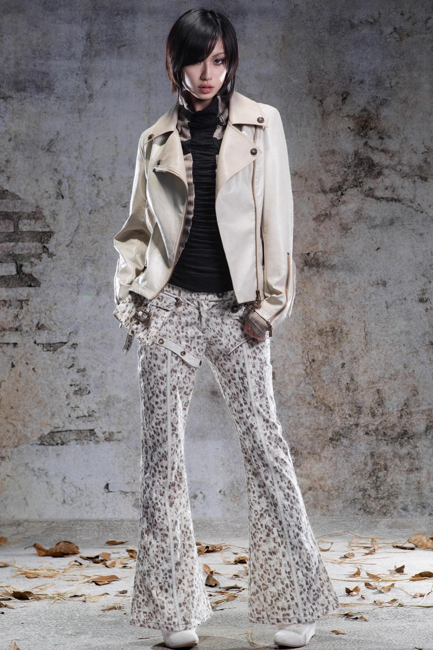 Vintage Leopard Print Flared Pants