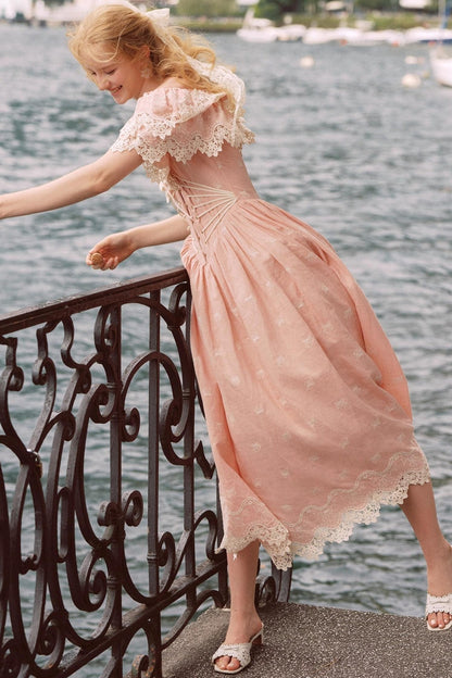 French Herringbone One-Shoulder Dress