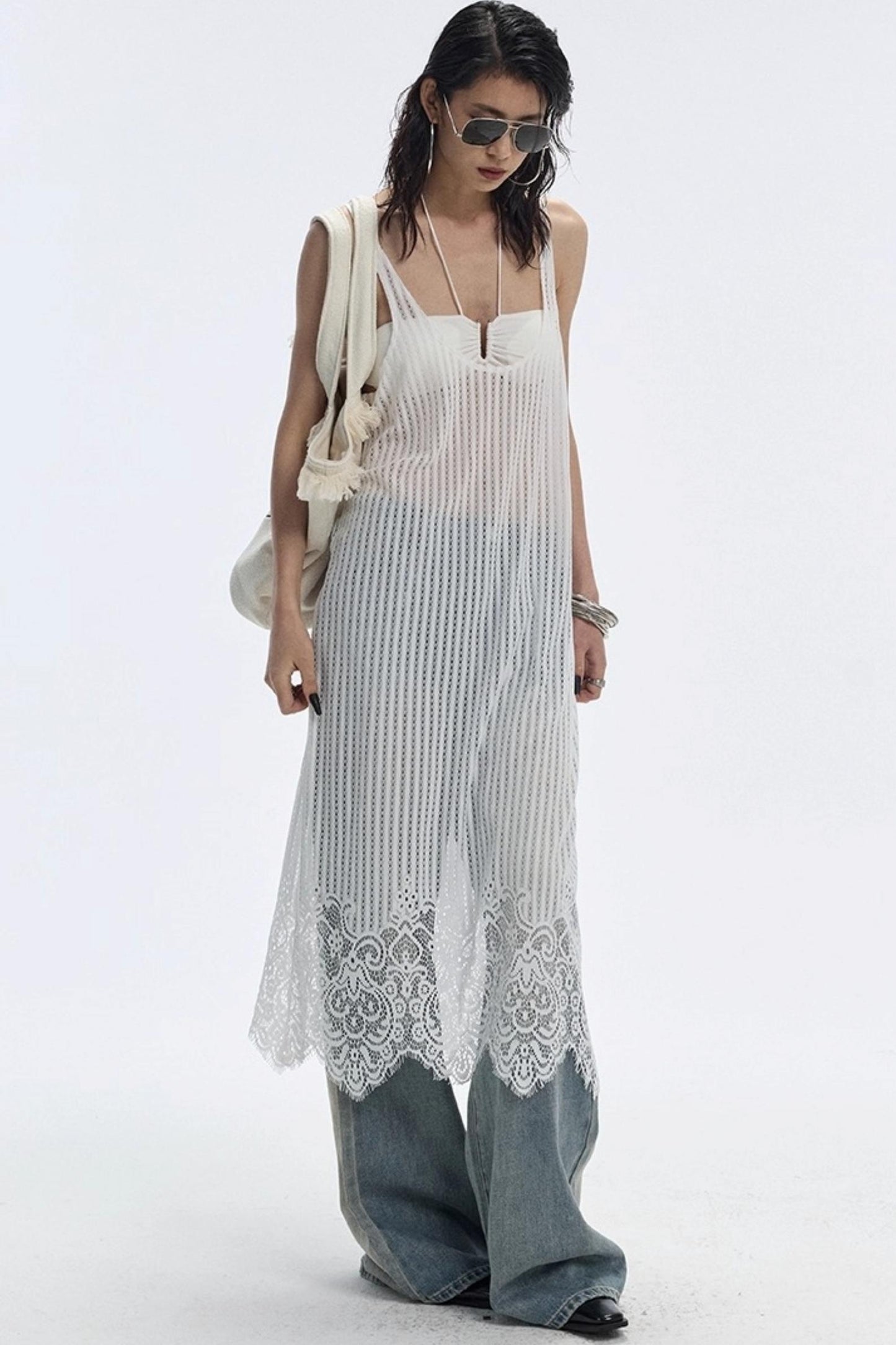 Lace Hem Layered Dress