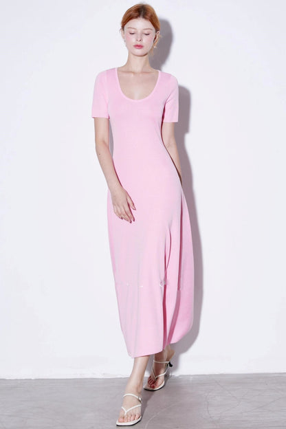 Silk U-neck Knit Dress