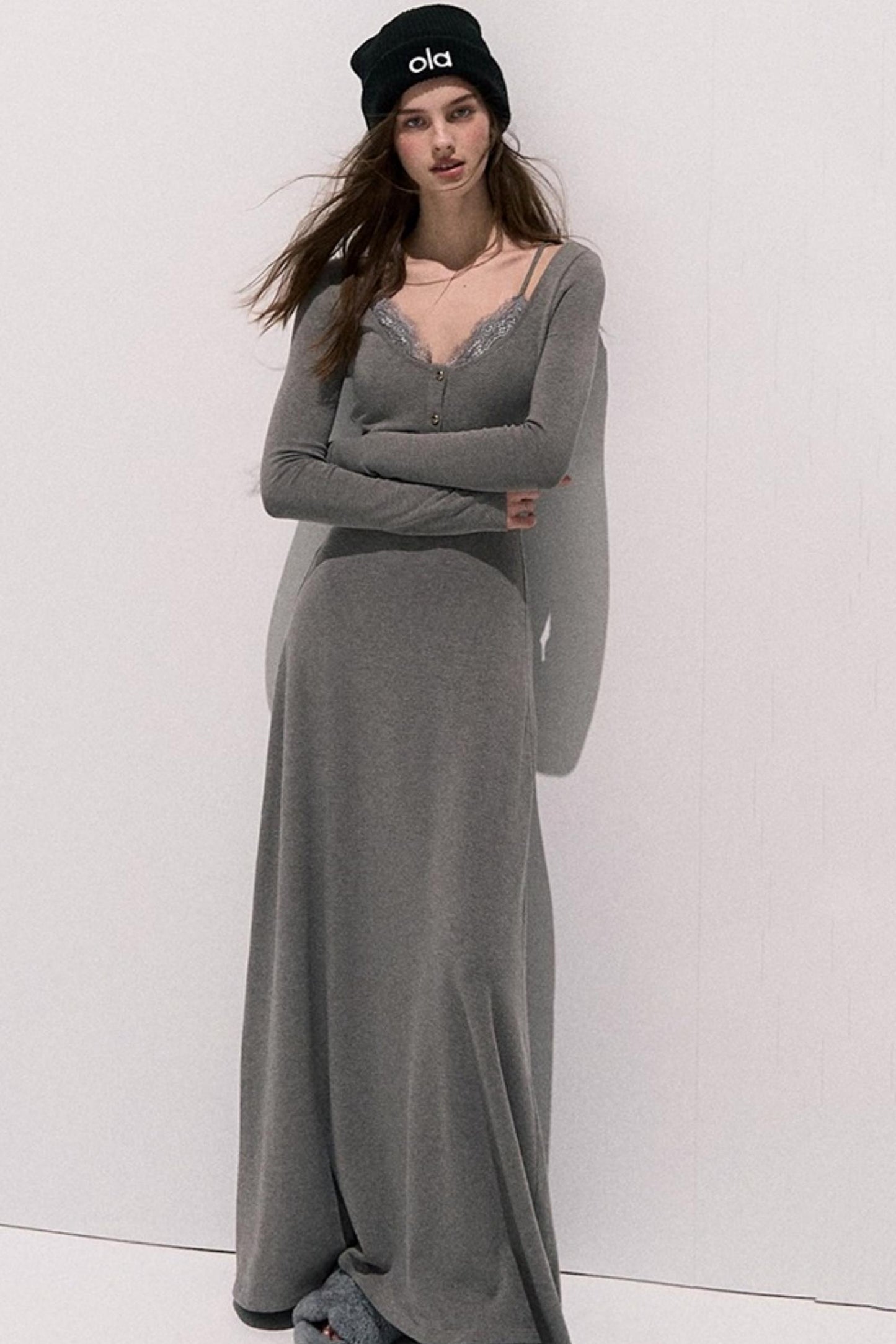 Basic Lace Knit Waist Dress