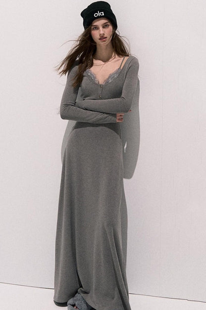 Basic Lace Knit Waist Dress