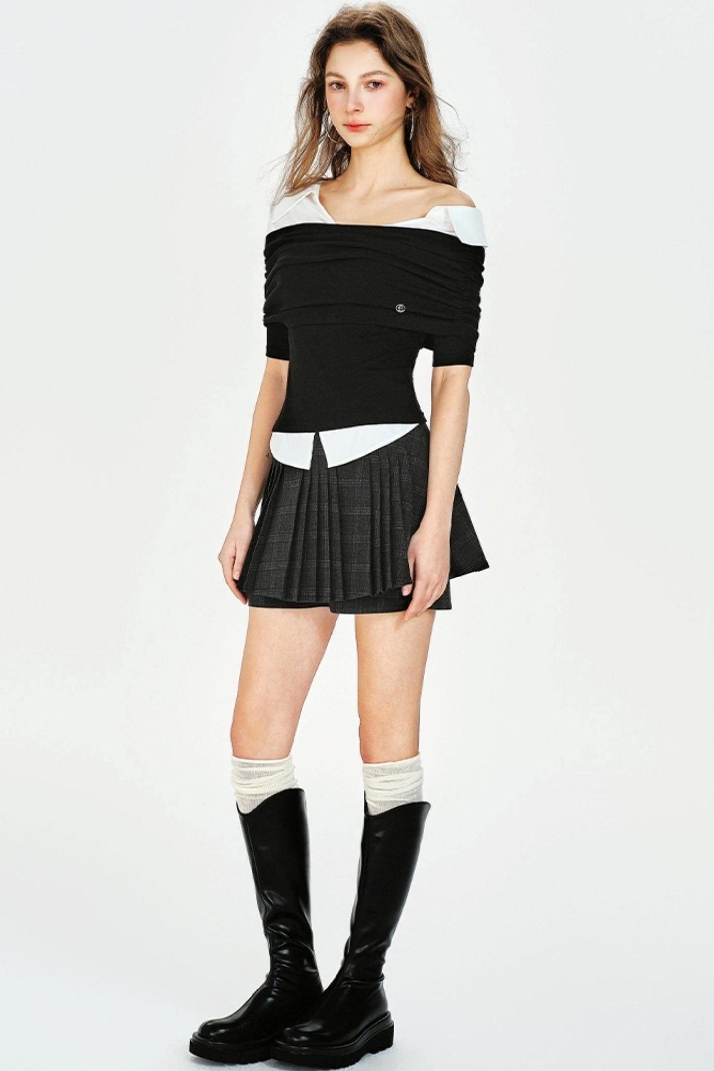 Vintage Style Off-Shoulder Knit Top