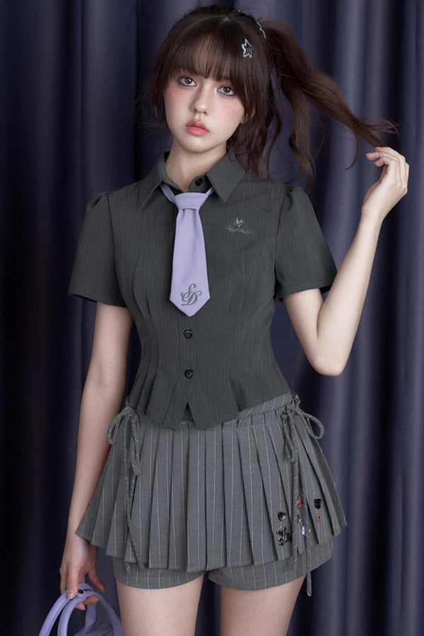 Gray Shaped Half Shirt