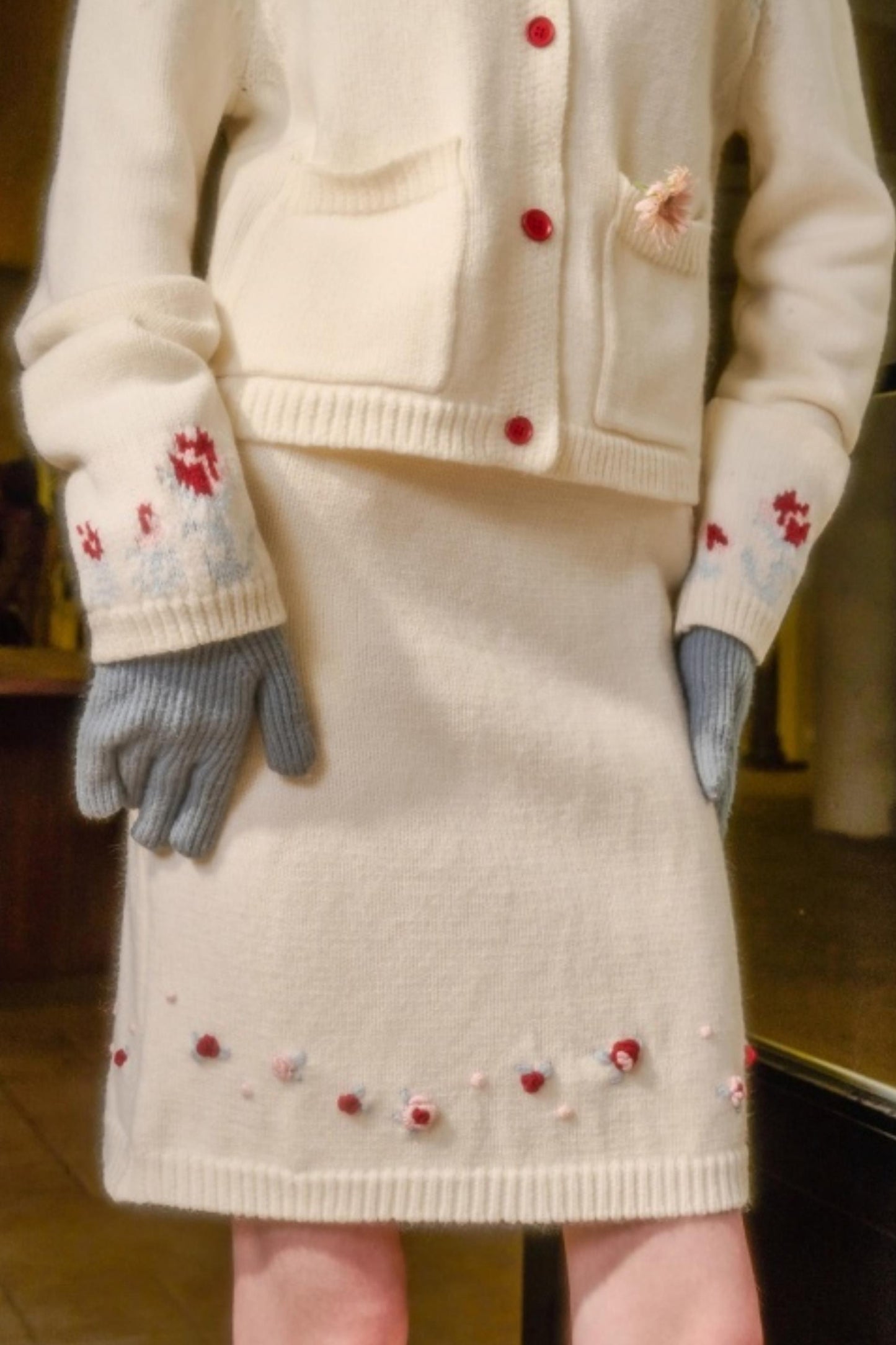 Snow Berry Wool Sweater Skirt Set-Up