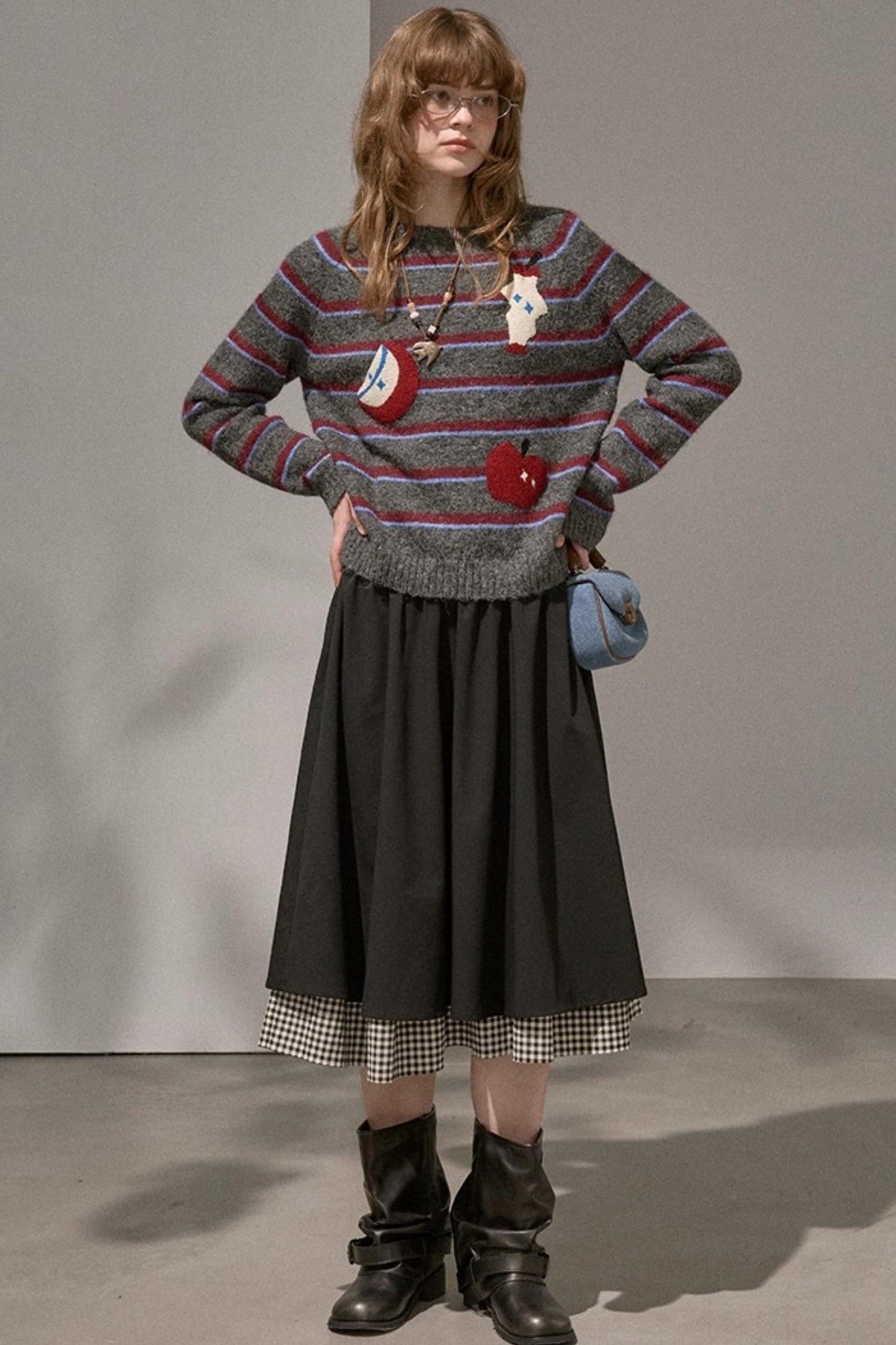 Apple Striped Crew Neck Sweater