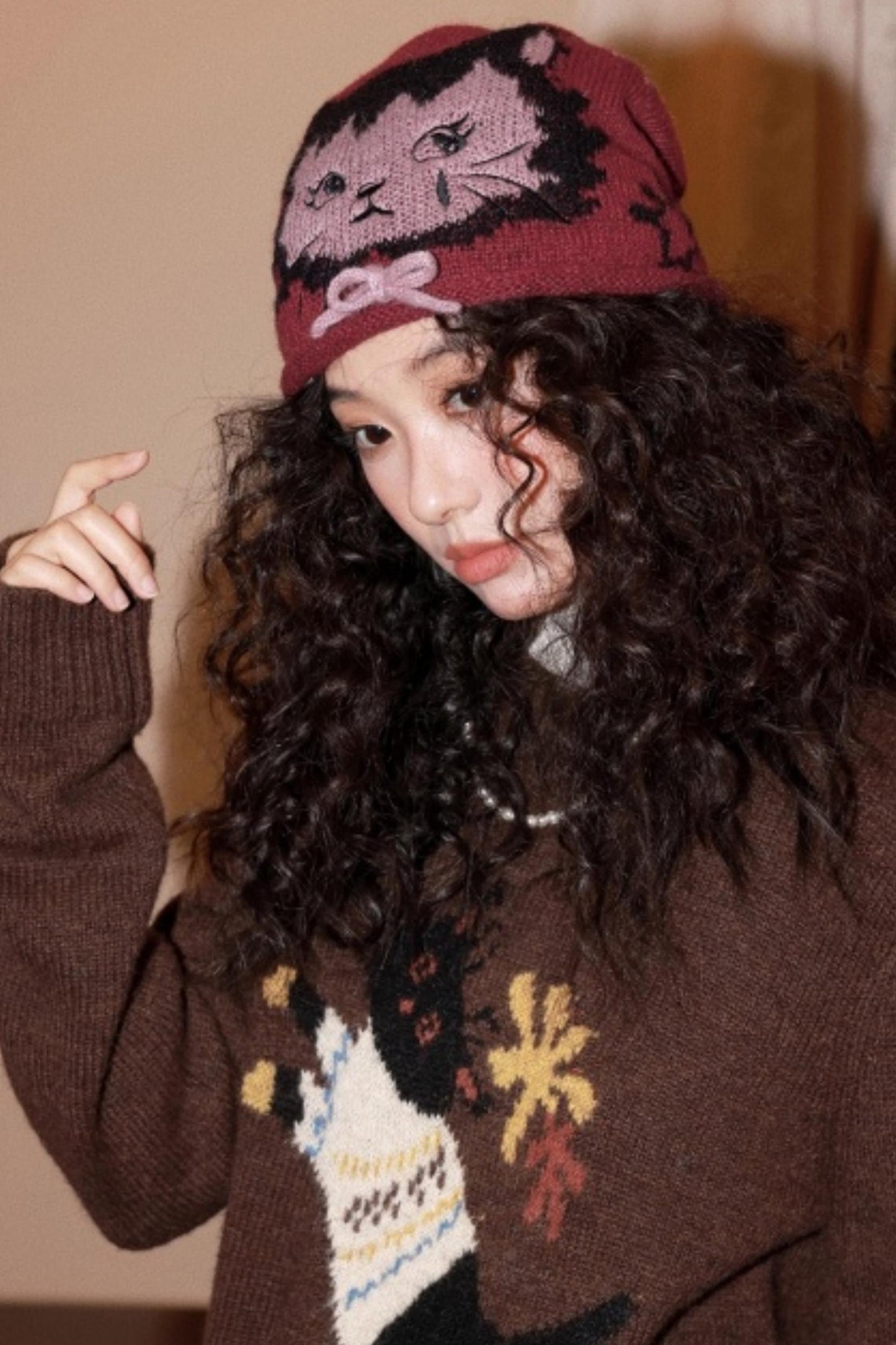 Knitted Cat Beanie Hat