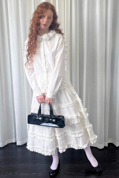 Three-Dimensional White Long Sleeve Shirt