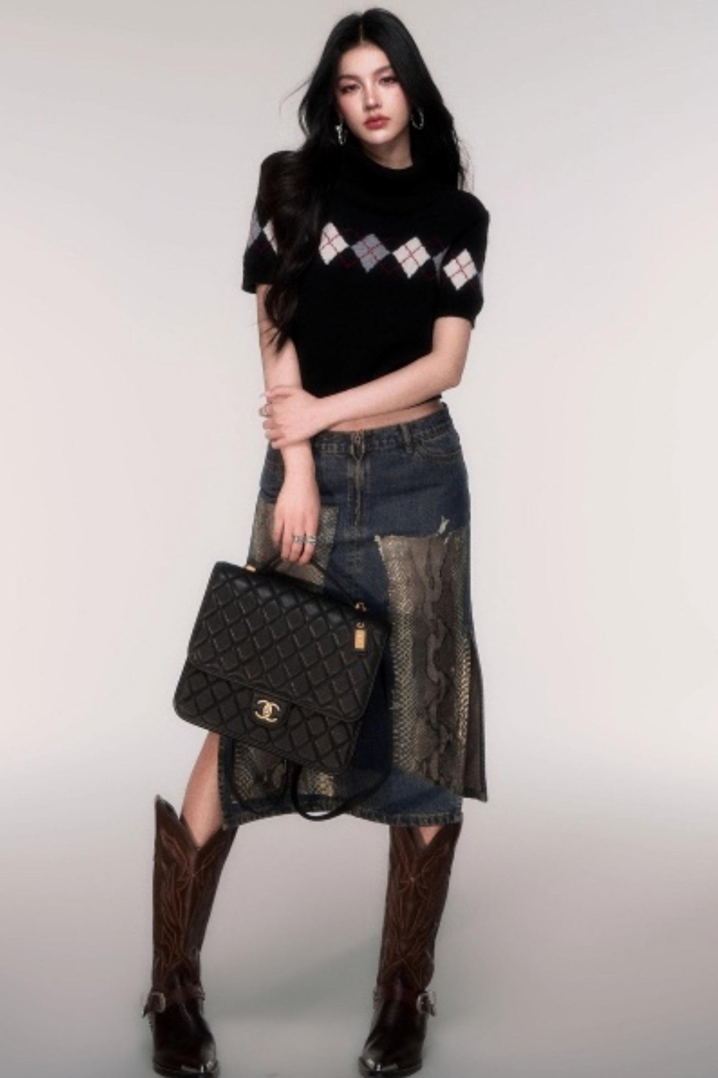 High Neck Short Sleeve Sweater