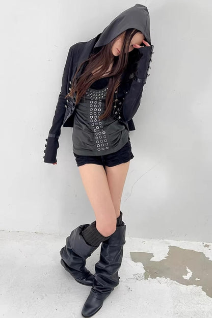 Patchwork Leather Napoleon Jacket