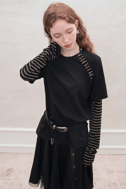 Black Striped Design T-Shirt