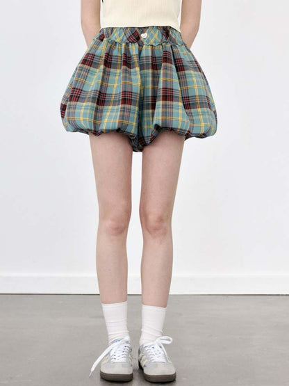 Campus Girl Style Plaid Bud Culottes