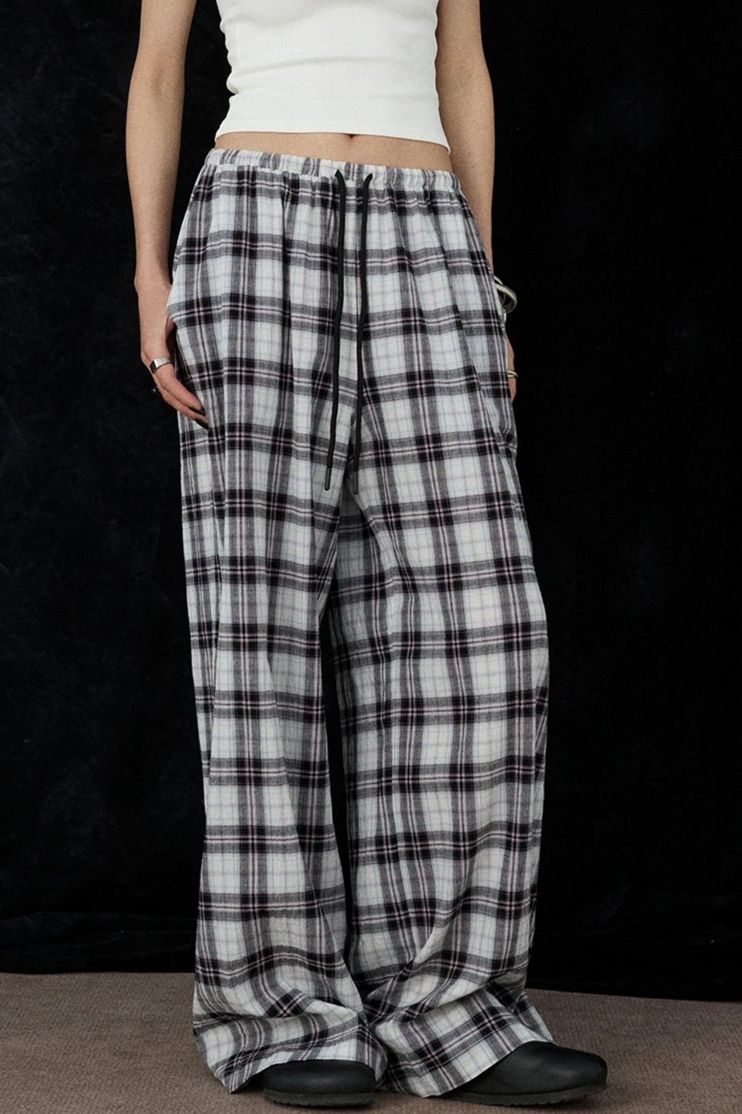 Plaid Wide-Leg Pants