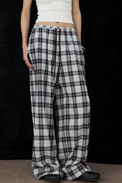 Plaid Wide-Leg Pants