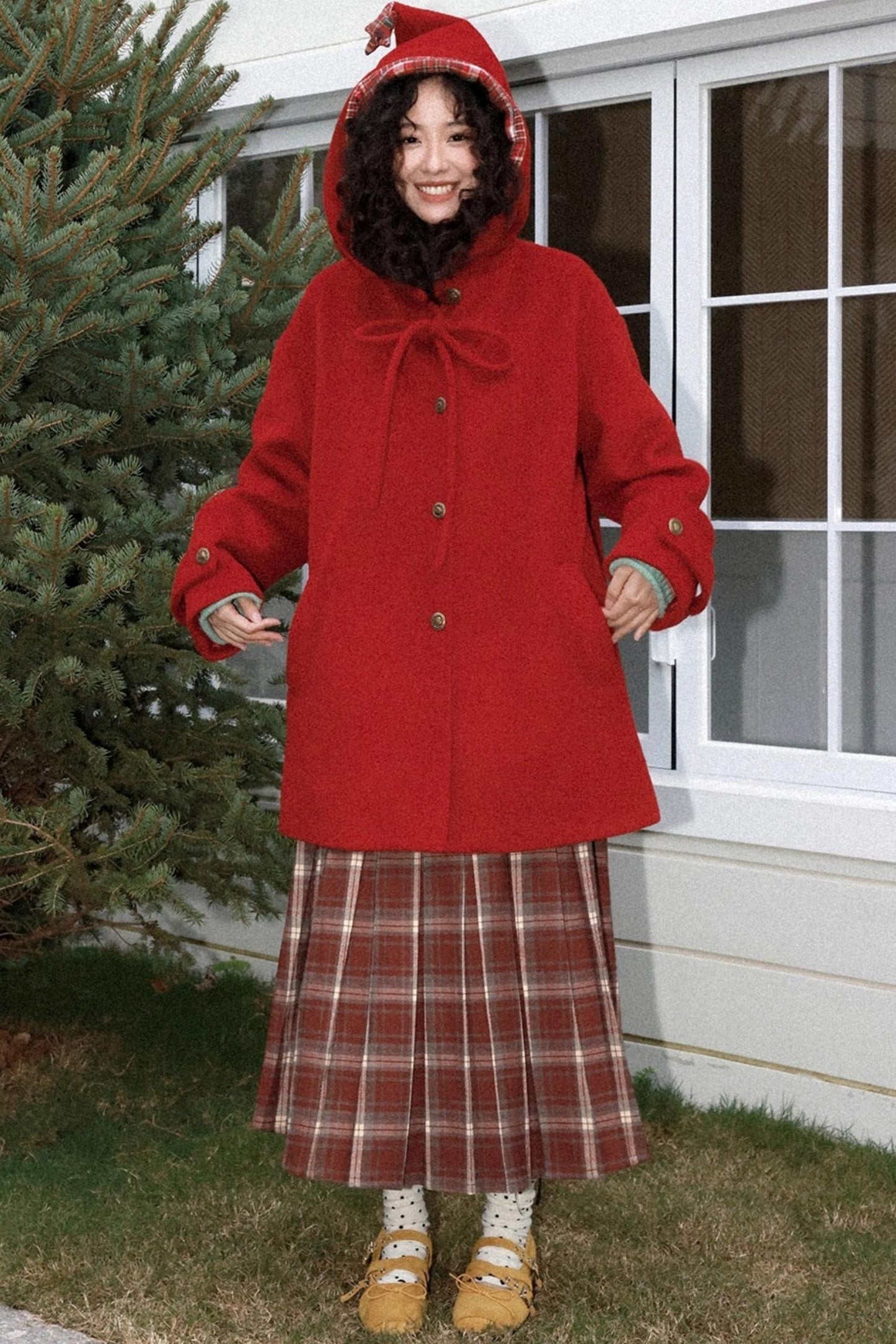 Earl Red Plaid Pleated Skirt Set-Up