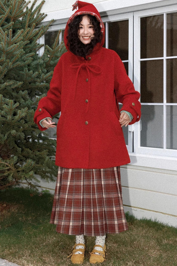 Earl Red Plaid Pleated Skirt Set-Up