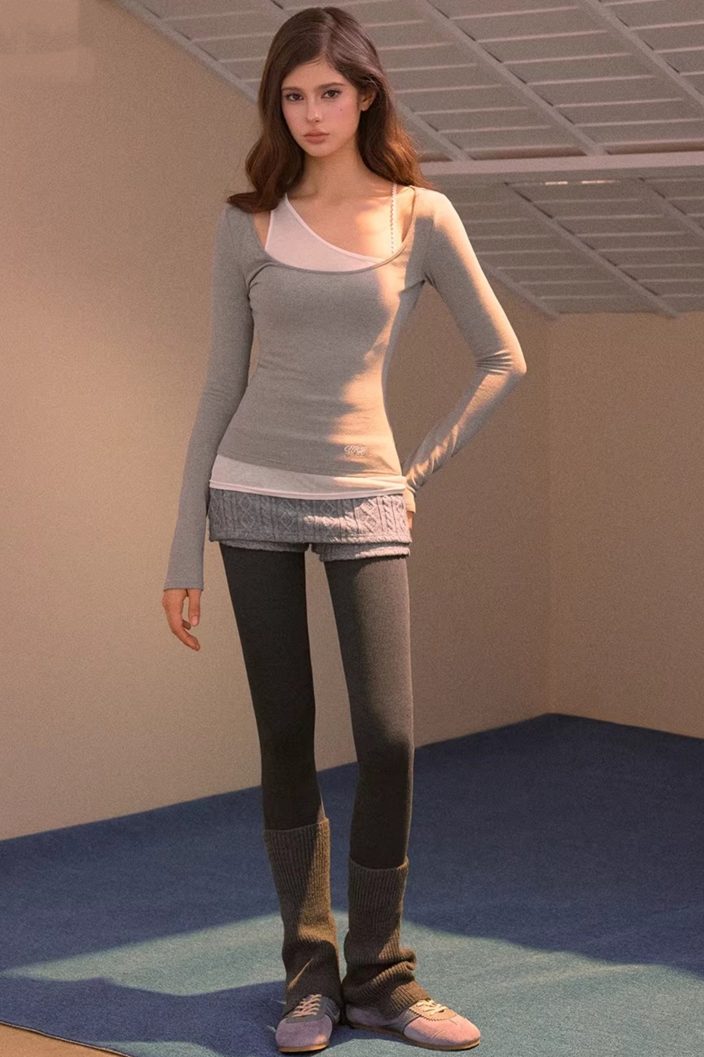 Patchwork Long-Sleeve Blouse Top