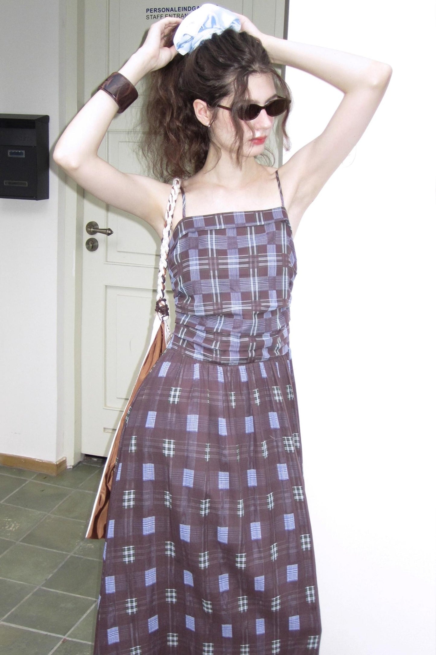 Fall Check Slip Dress