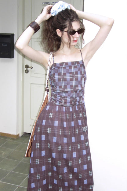 Fall Check Slip Dress