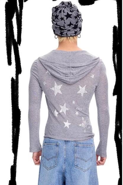 Pentagram Print Long-Sleeved Top