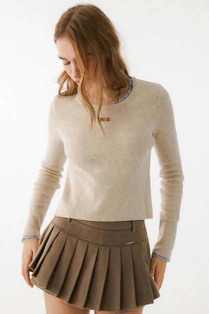 Uena Wool Blend Logo Top