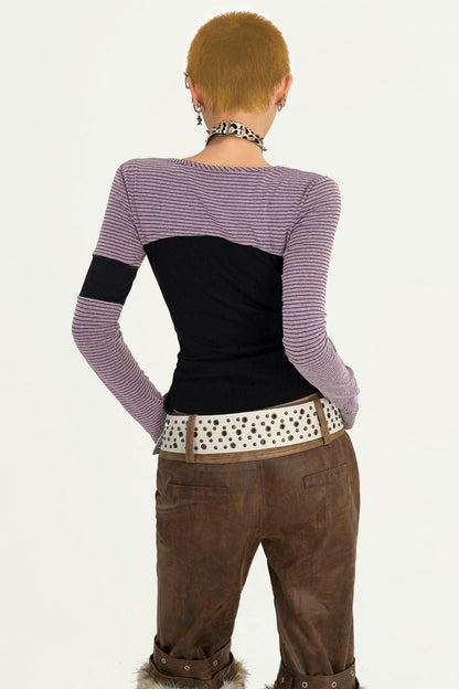 Shibuya Girl Striped Long-Sleeve Top