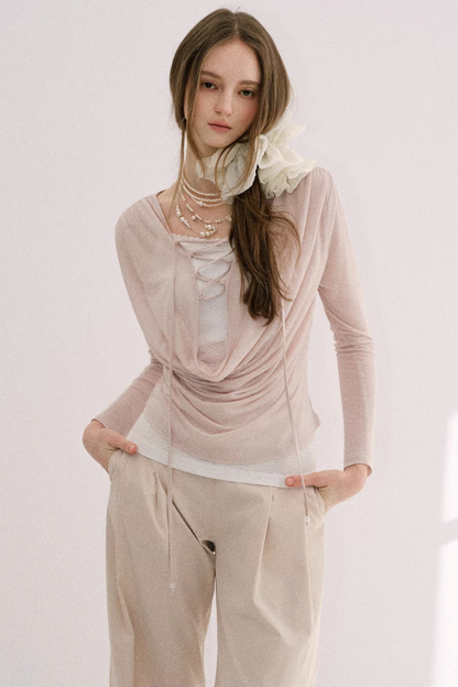 Nude Pink Lyocell Blouse Set-Up