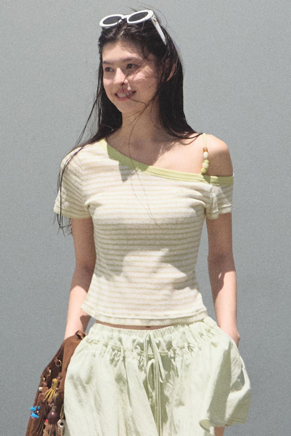 Embroidered Slim Fit Off-the-Shoulder Top