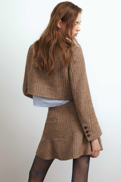 Brown Checked Tweed Jacket