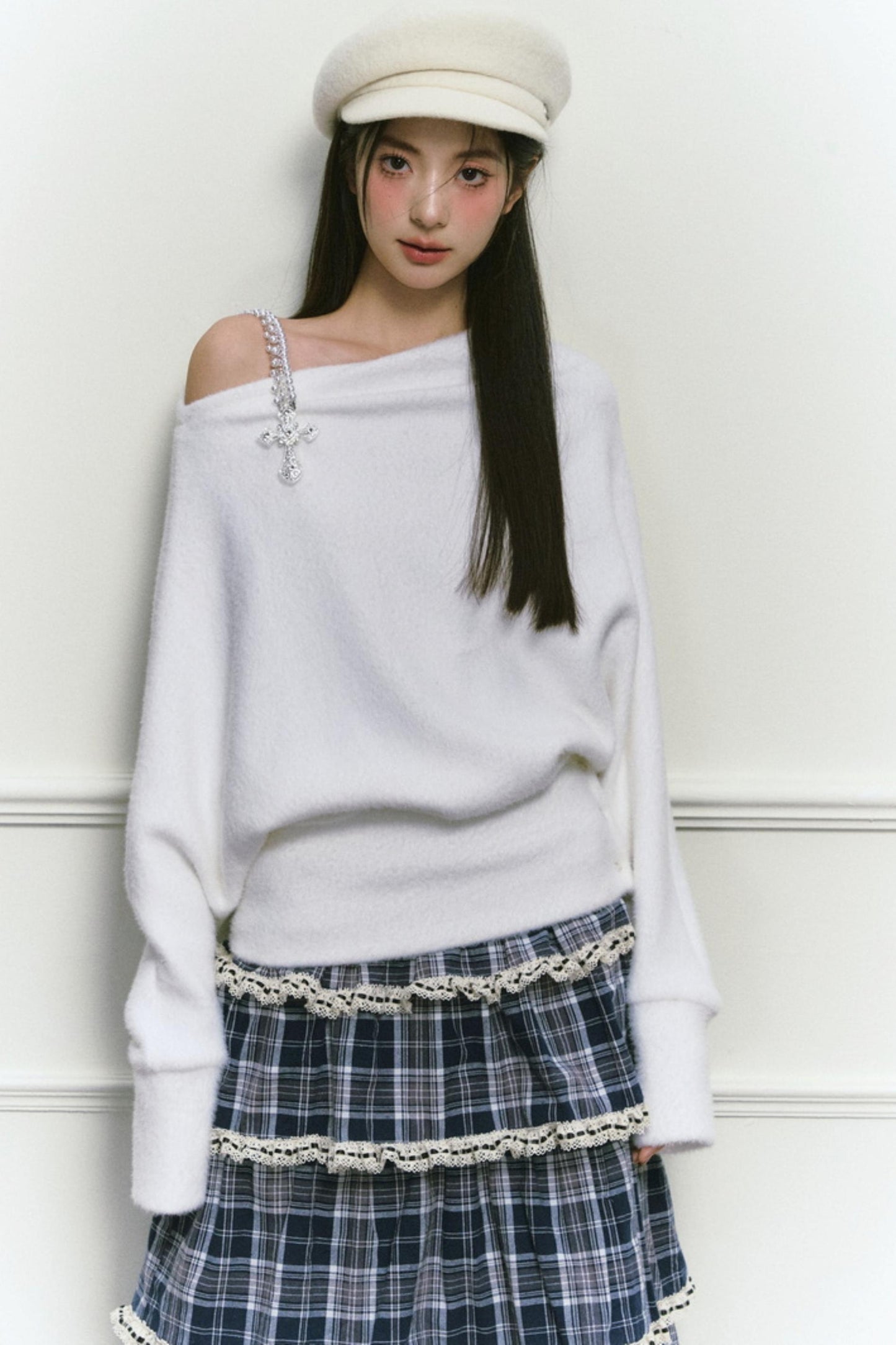 White Foaminck Slouch Sweater