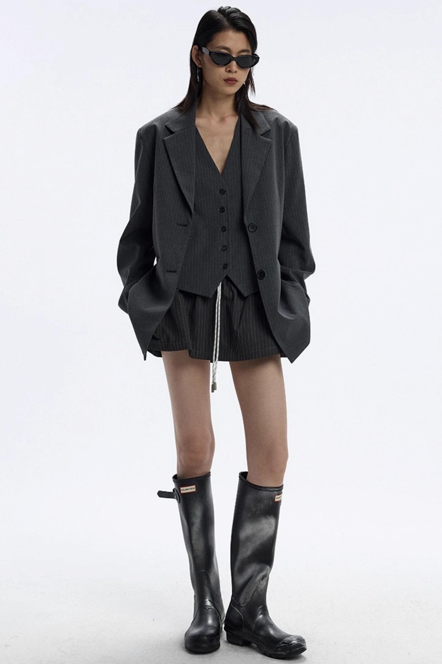 Drawstring Stripe Skirt