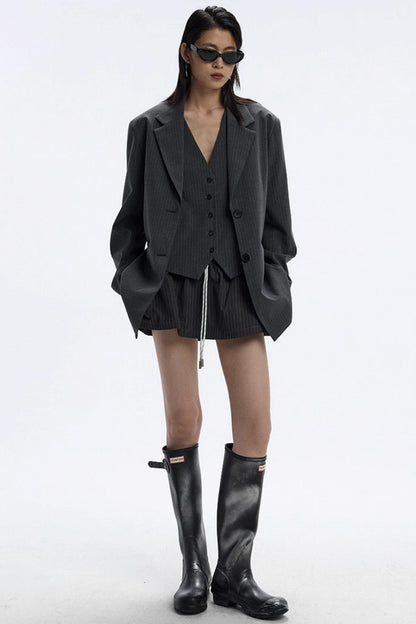 Drawstring Stripe Skirt