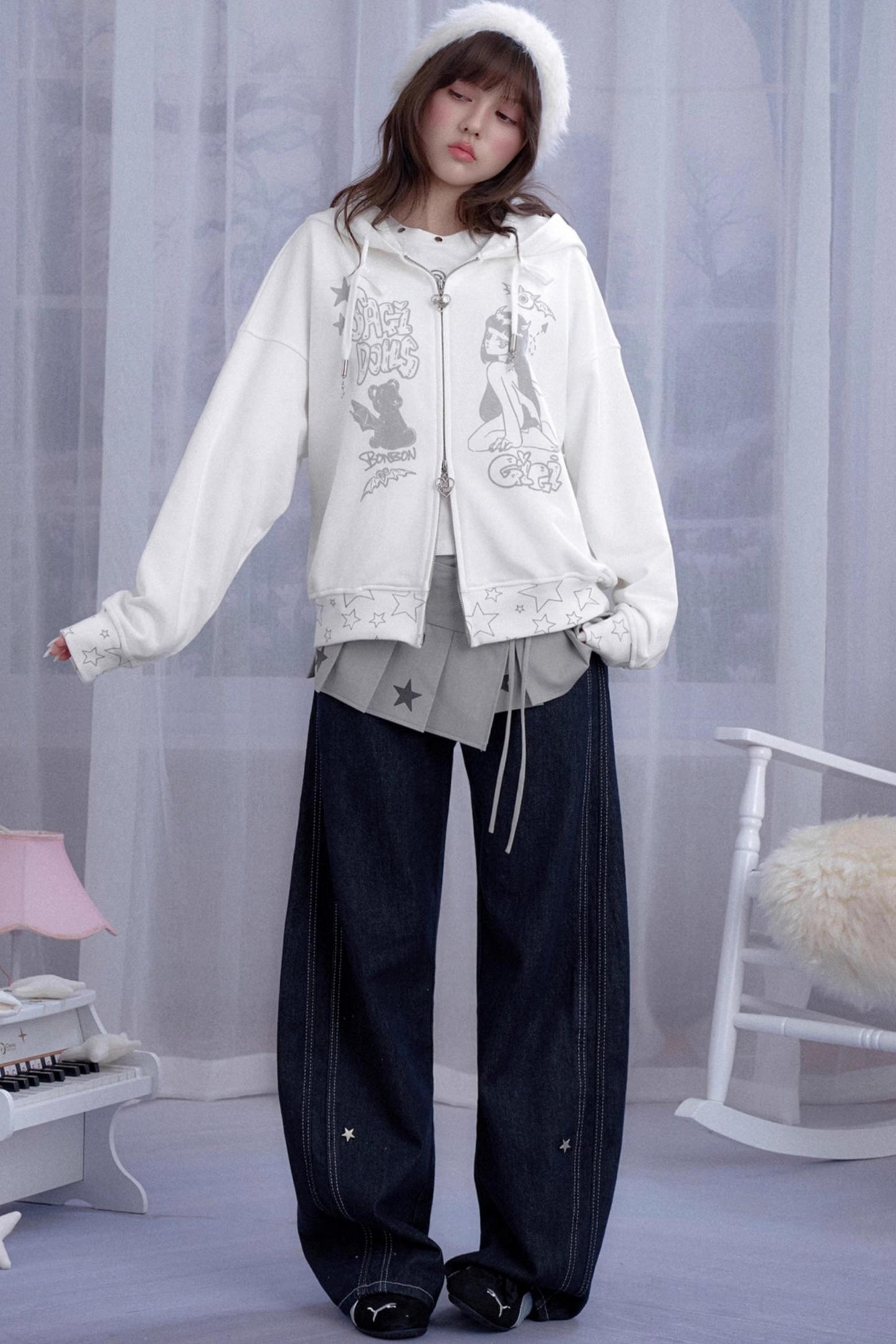 Dream Core Gray Stars Skirt