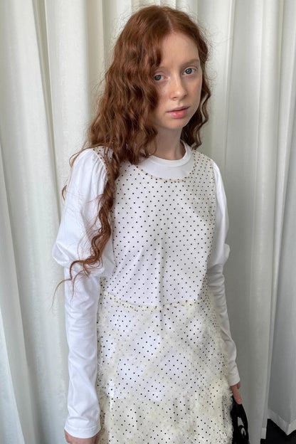 Lace Mesh Polka Dot Flocked Sundress