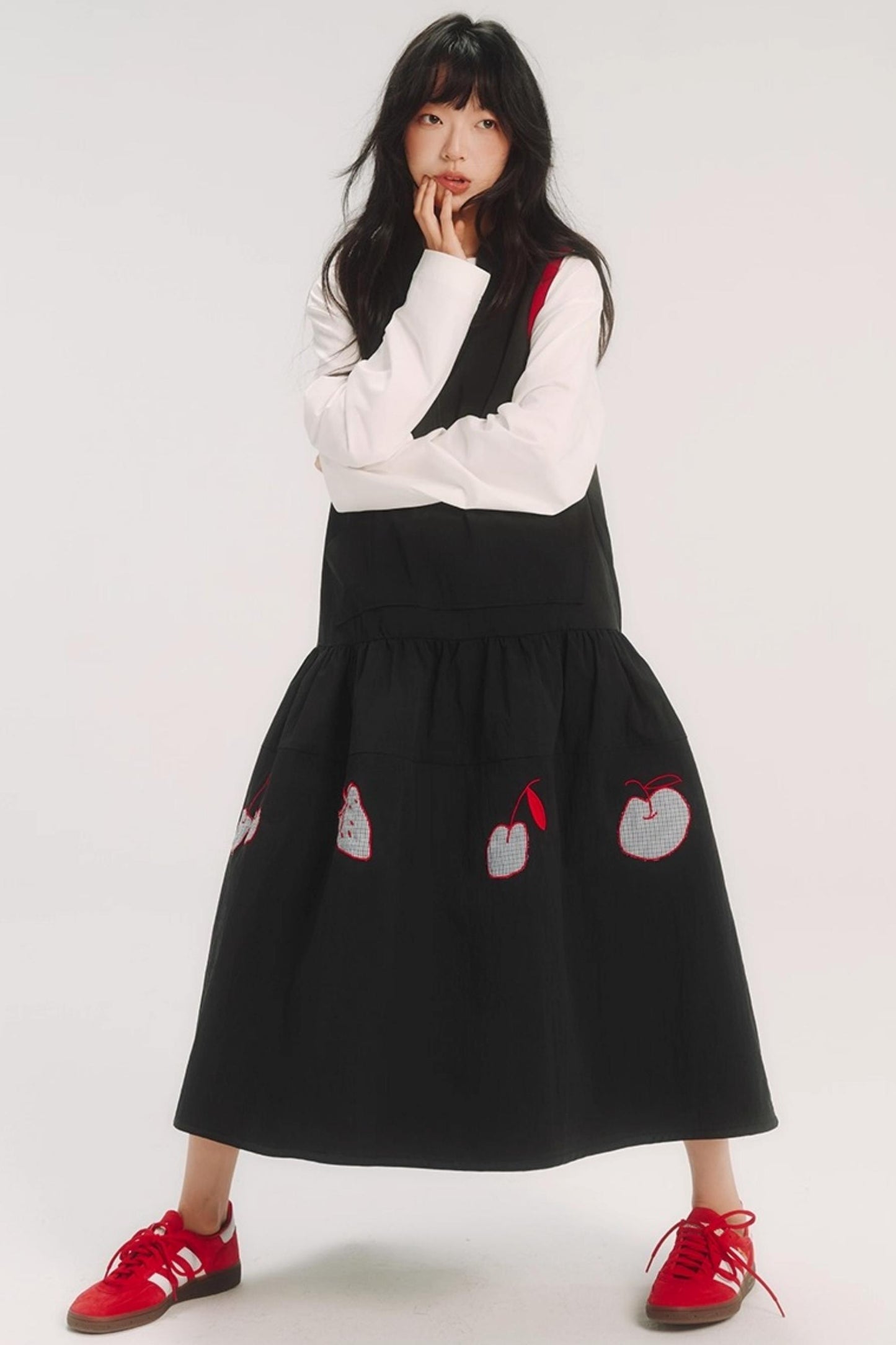 Contrast Patch Embroidery Sleeveless Dress