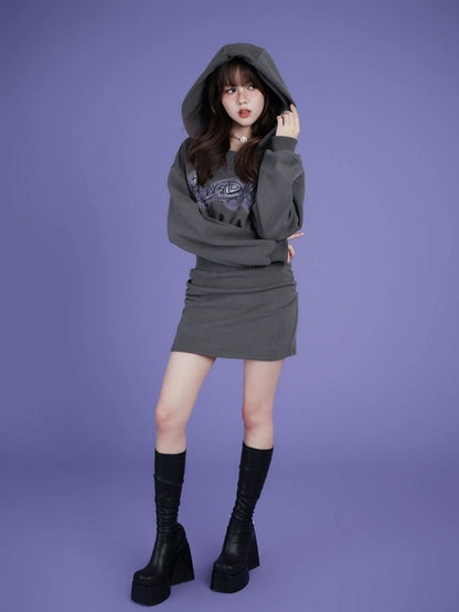 Fleece Waisted Thickened Sweatshirt Dress