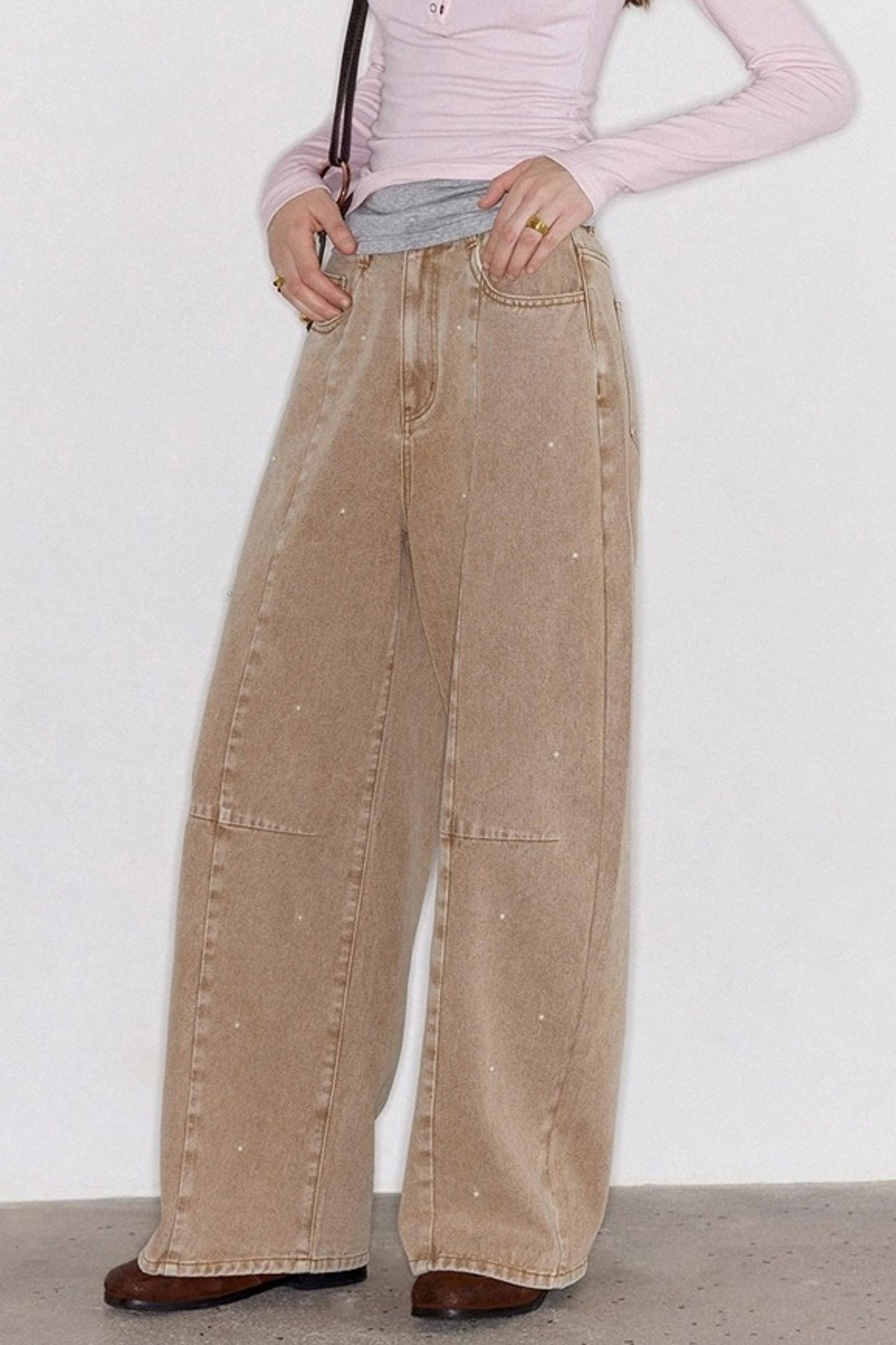 Washed Nail Beads Loose Scimitar Jeans