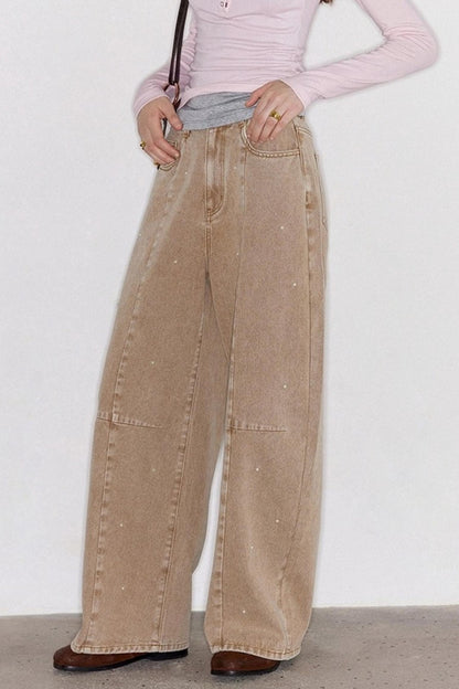 Washed Nail Beads Loose Scimitar Jeans