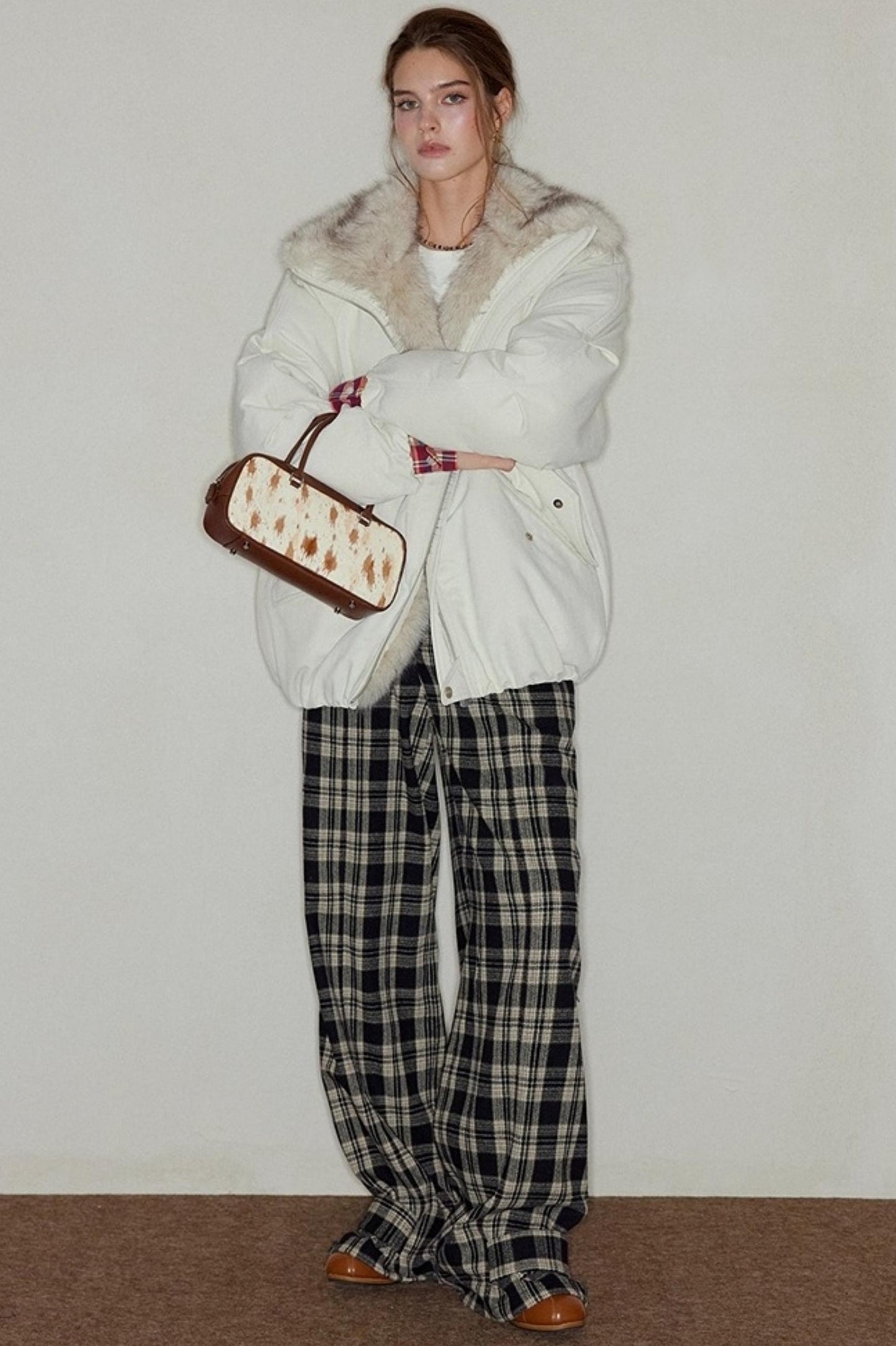 Plaid Wool Tweed Trousers