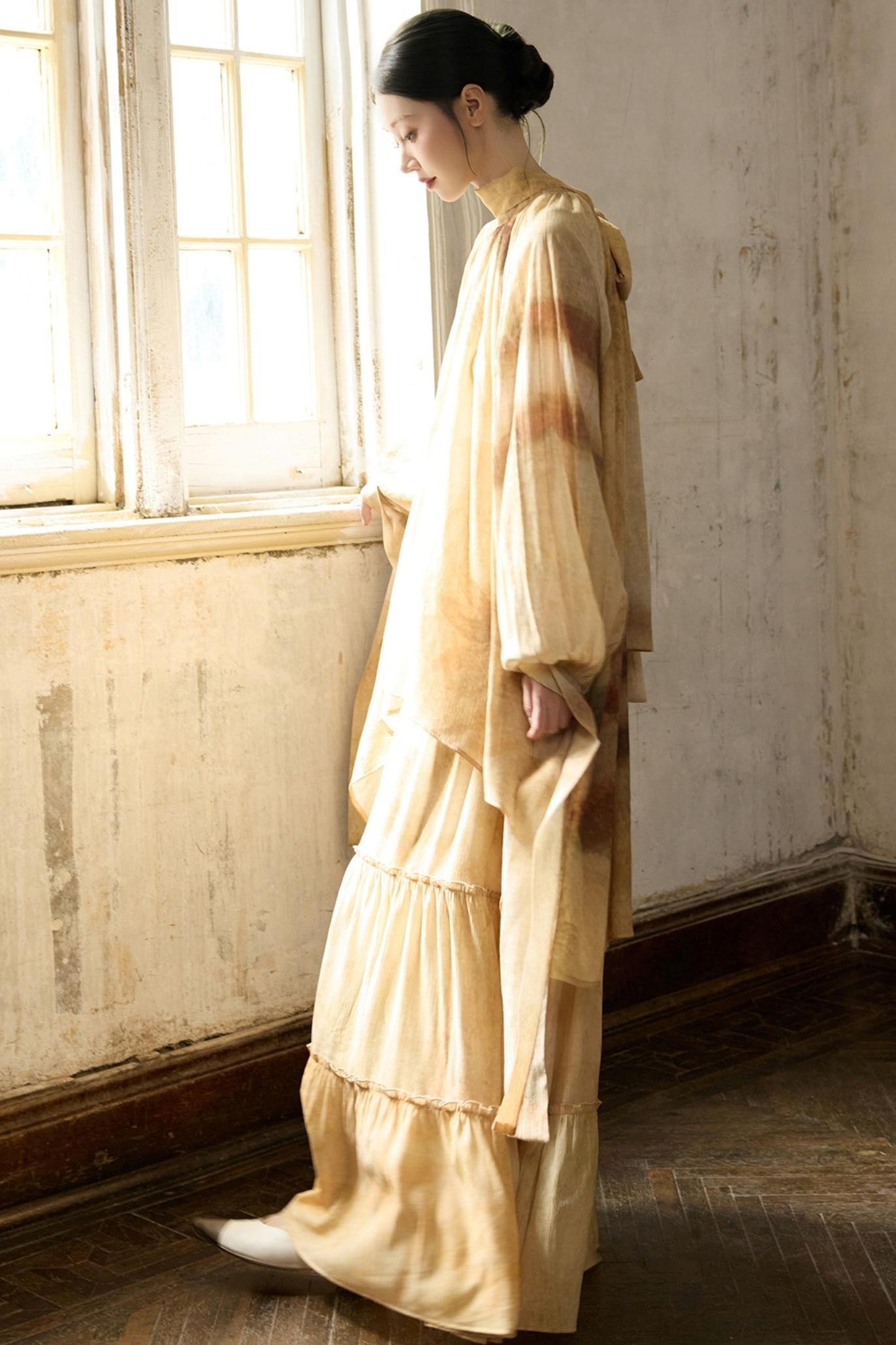 Romantic Lace-up Flowing Skirt Set-Up