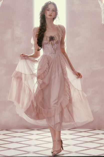 Purple Victorian Corset Mesh Dress