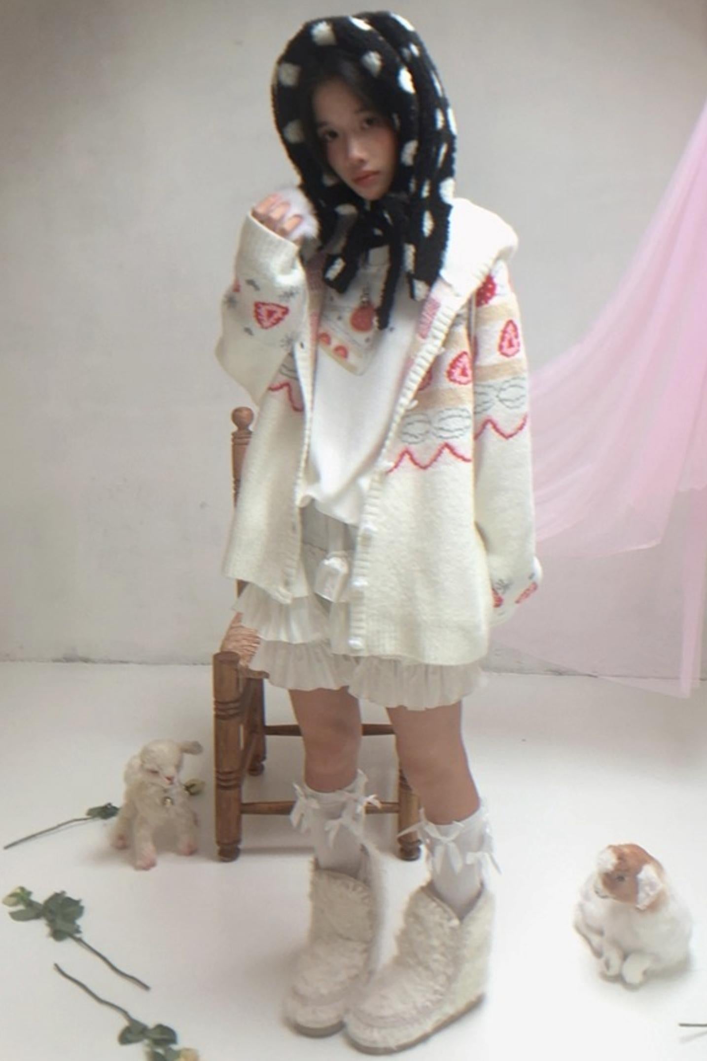 Happy Birthday Strawberry Mohair Cardigan