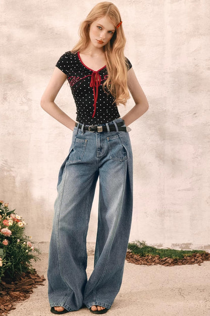 Summer Pleated Denim Pants