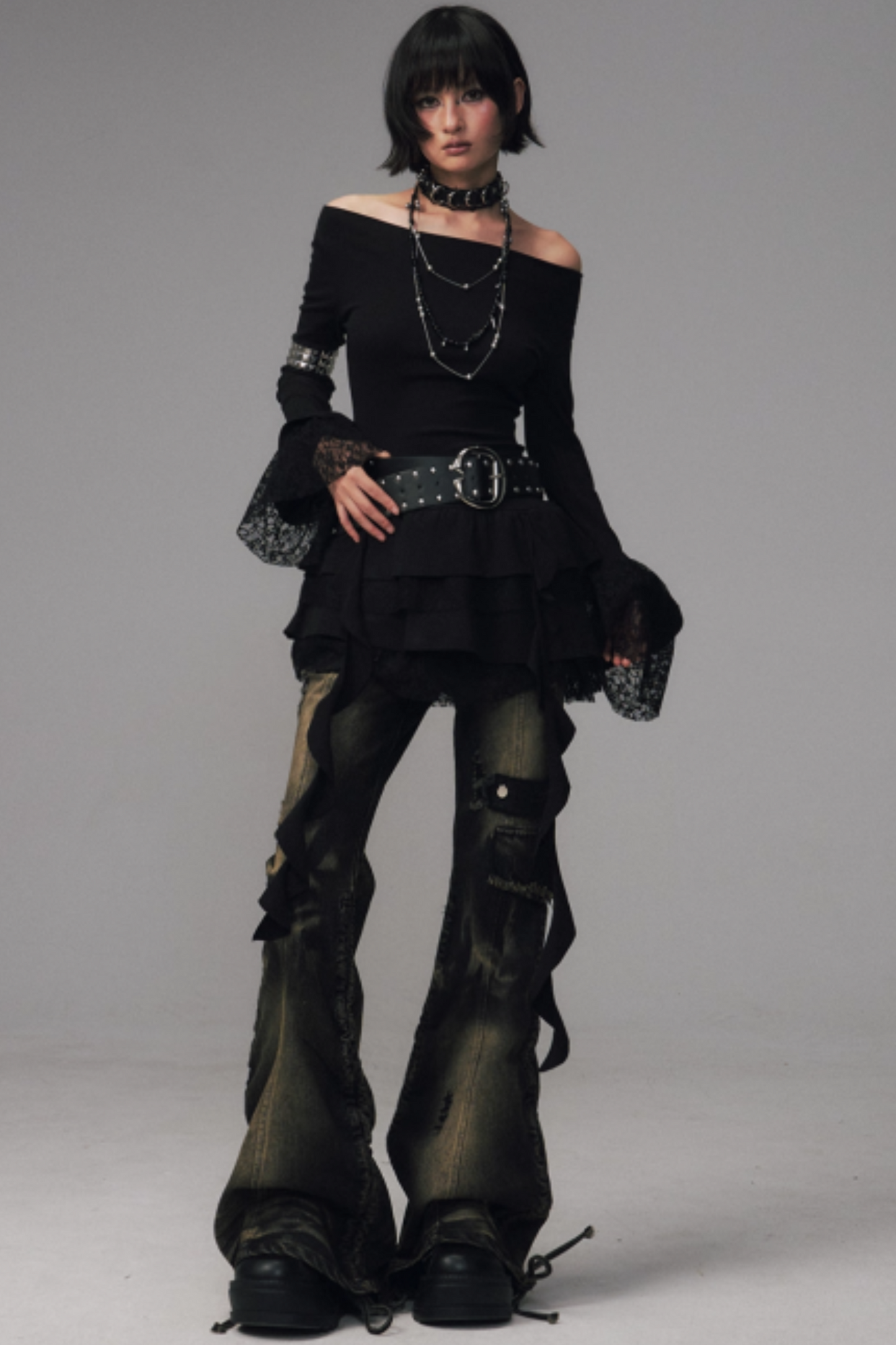 Retro Washed Flared Denim Pants