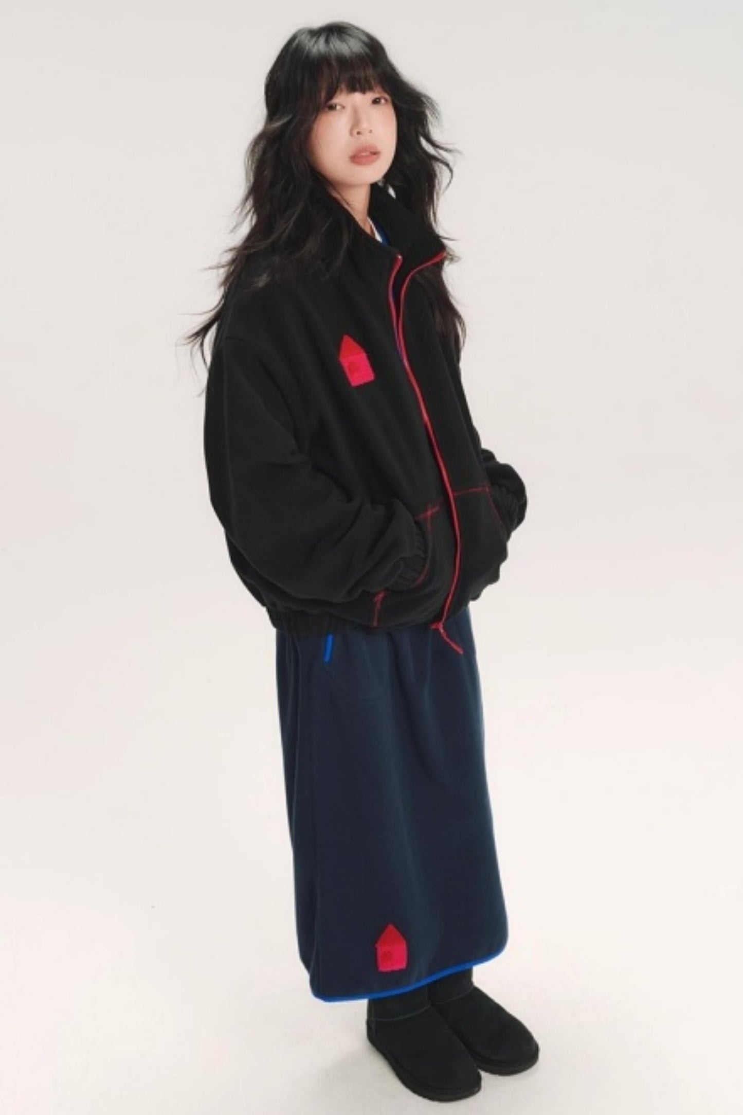 Color-Block Embroidery Fleece Jacket