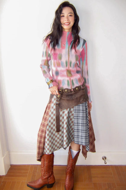 Leather Patchwork Skirt