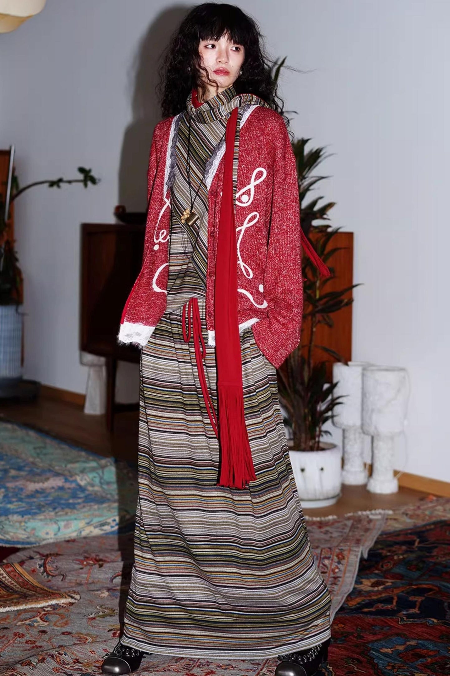 Retro Lace Knitted Cardigan